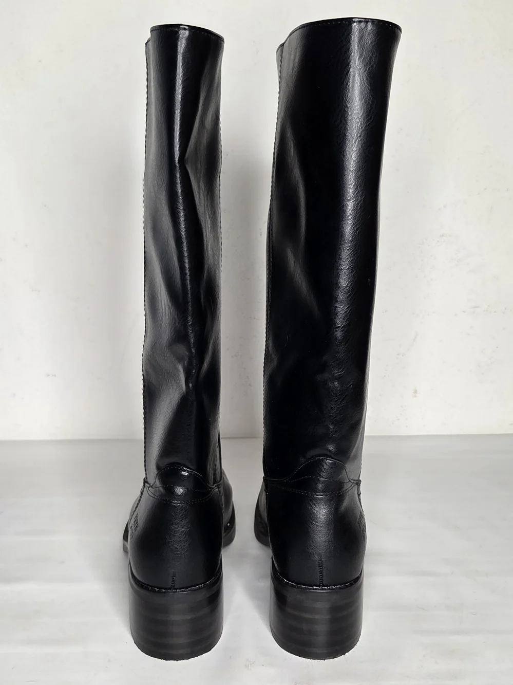 Frye and Co. Miranda 14 Boot Women 9M Stacked Heel Black Vegan Western Knee High - Picture 7 of 10